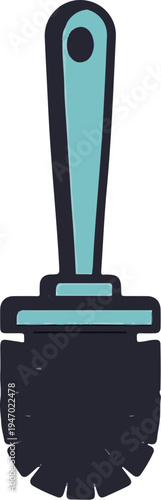 A simple, two-tone illustration of a toilet brush with a hanging hole