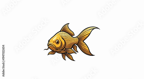 A single, detailed illustration of a golden-hued fish, artfully rendered