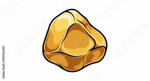 Abstract golden nugget shape with soft shading and dark outlines