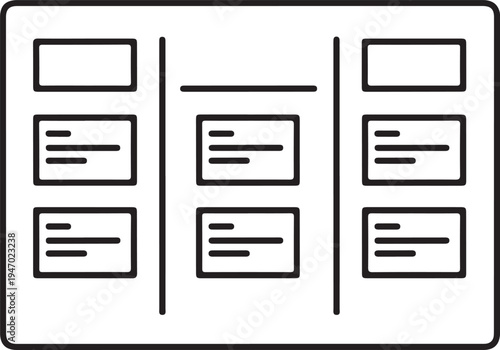 Minimal project management board with task cards and sections