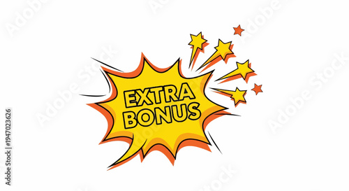 A vibrant comic book style graphic depicts a yellow starburst with "EXTRA BONUS" in bold black lettering
