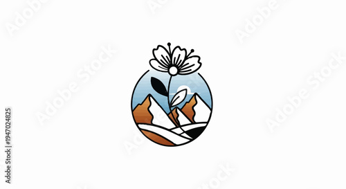 Nature's embrace a blooming flower atop majestic mountains under a serene sky