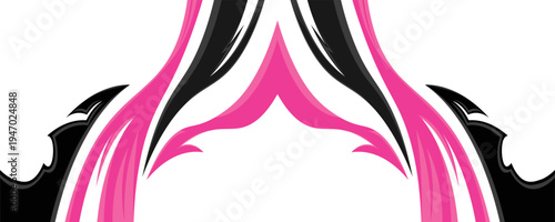 sporty car livery graphic vector. striping racing car wrap livery design pink White and black Color