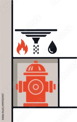 Fire hydrant and water-related icons, symbolizing safety and emergency response