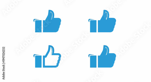 Four blue thumbs-up icons in a grid, three solid, one outlined