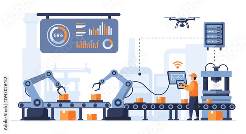 AI-Powered Smart Factory Automation with Robotics, Data Analytics, and Human Oversight