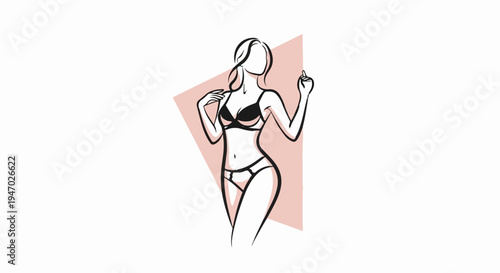 Stylized sketch of a woman in lingerie