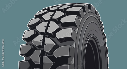 Close-up illustration of a heavy-duty off-road vehicle tire tread