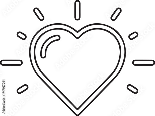 Black and white heart with radiating lines like reaction
