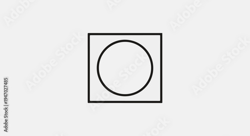 Simple graphic of a circle enclosed within a square outline on a pale background