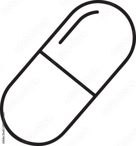 Black and white outline of a pill capsule medicine