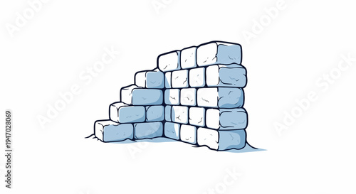 Stylized illustration of a stepped ice block wall with subtle shading