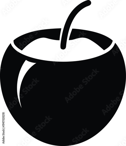 coconut silhoutte icon on transparent background