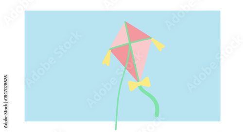 Colorful Kite Flying High in Air.