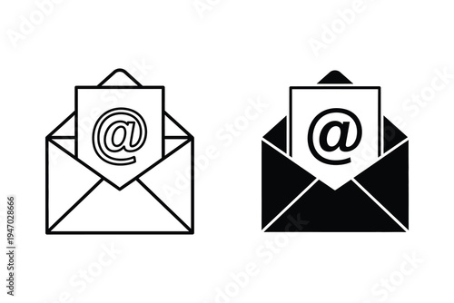 Email Icon with @ Symbol - Communication and Online Messaging Symbol