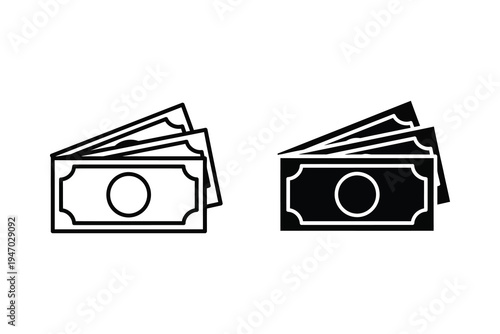 Stack of banknotes icon, representing money, finance, and currency