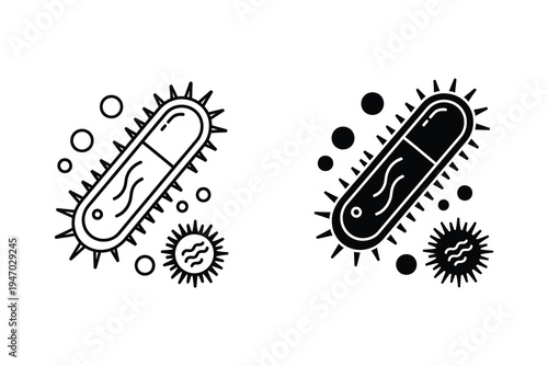 Bacterium and virus icons, representing germs and infectious diseases
