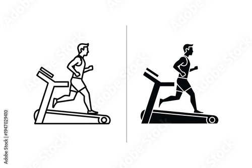 Man running on treadmill vector icon, fitness and exercise illustration.