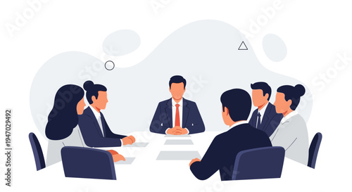 Business Meeting: Diverse Team Collaborating Around a Table in a Modern Office