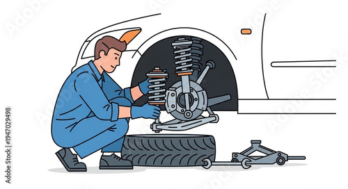 Mechanic changing car tire.