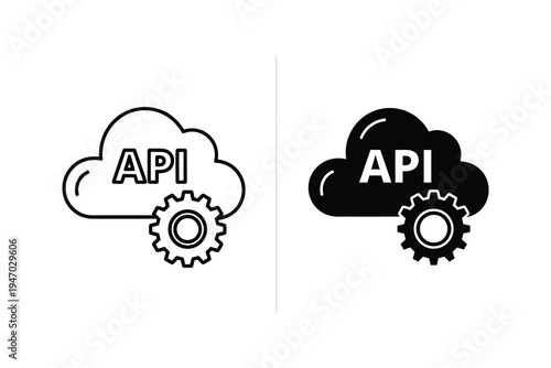 API Cloud Integration Icon - Cloud Computing and Software Development Symbol