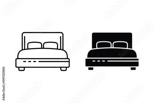 Modern bed icon vector set for sleep, comfort, and hotel services