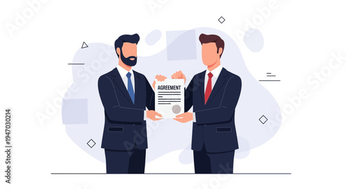 Businessmen signing agreement contract, partnership deal, handshake, teamwork, success