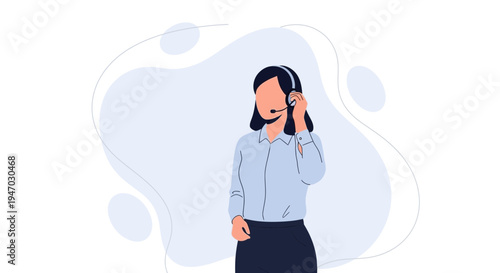Customer service representative with headset, flat illustration, business concept