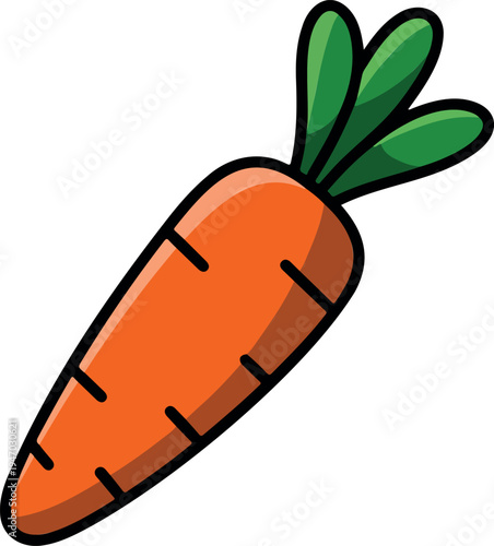 Fresh Carrot Vegetable Flat Vector Illustration, Healthy Organic Food Icon, Simple Farm Produce Design Isolated on Background