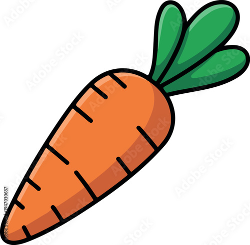Fresh Carrot Vegetable Flat Vector Illustration, Healthy Organic Food Icon, Simple Farm Produce Design Isolated on Background