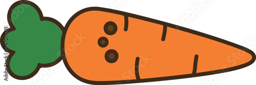 Cute Carrot Vegetable Flat Icon, Fresh Organic Healthy Food Illustration, Simple Cartoon Farm Produce Design Isolated Vector