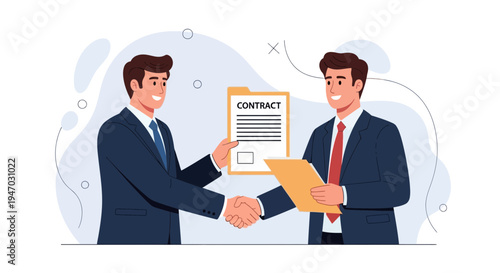 Businessmen shaking hands over contract agreement, partnership deal, successful negotiation