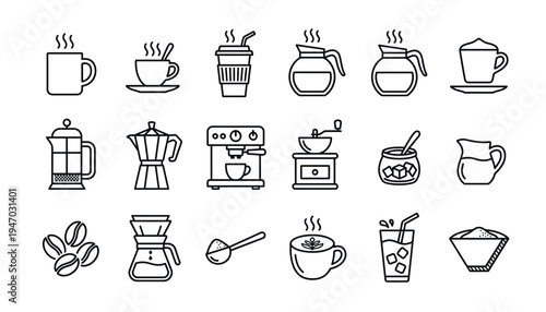 A collection of coffee and tea icons.