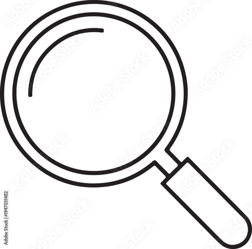 Minimal black and white magnifying glass search outline