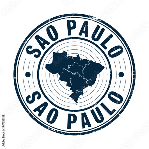 Sao paulo stamp with a map of the state and text design