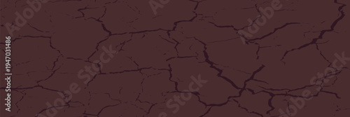 Brown cracked earth background, earthy texture. The background features deep brown tones with a rugged, cracked pattern throughout