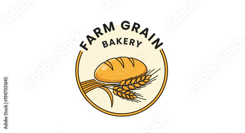 Baked bread and wheat logo emblem.