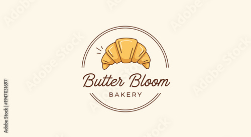 Bakery logo with croissant pastry.