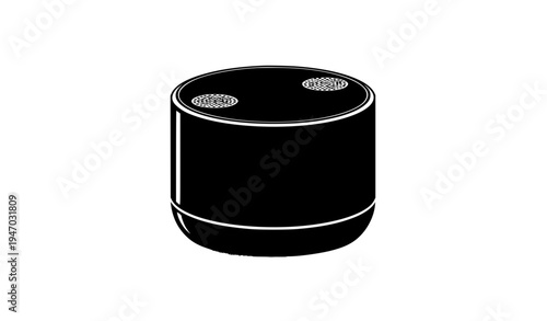 Smart Home Voice Assistant Speaker Icon with Cylindrical Smart Audio Device for Wireless Music, AI Assistant and Home Automation Technology