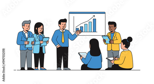 Business people discussing graph presentation 1.