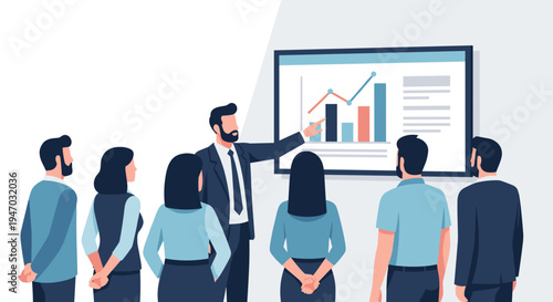 Business people looking at graph.