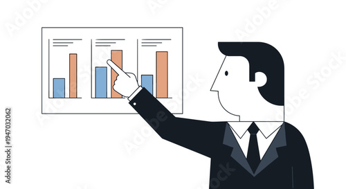 Businessman presenting a graph chart.