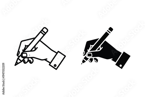 Hand Writing Drawing Pencil Icon Vector for Education and Creativity