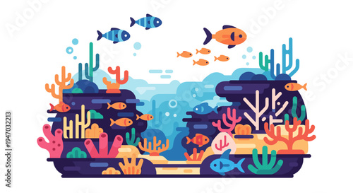 Colorful Fish and Coral Reef Scene.