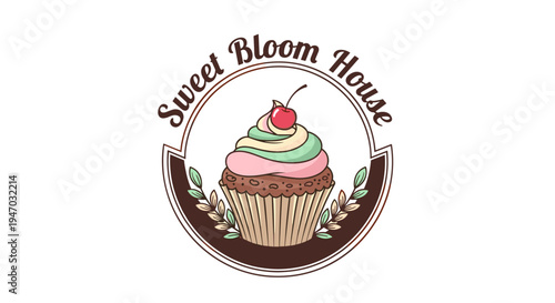 Colorful cupcake with cherry on top.