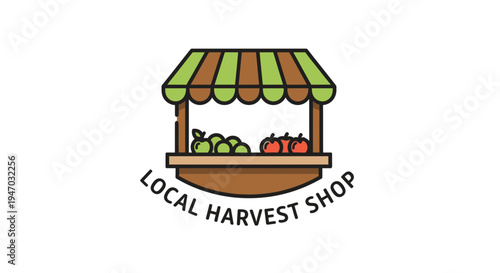 Colorful illustration of fruit stand.