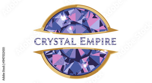 Crystal Empire logo with purple gemstone.
