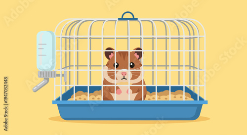 Cute hamster in cage looking out.