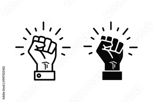 Raised Fist Power Solidarity Icon Vector for Protest and Empowerment