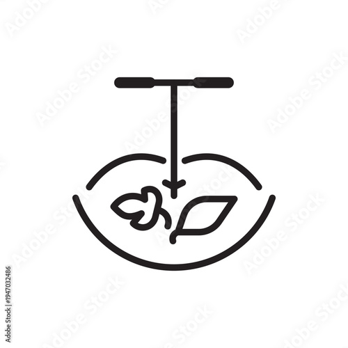 Compost aerator icon. Organic waste tech, symbolizing soil aeration hardware, composting tools, aerobic decomposition systems, sustainable gardening gear, and waste management facility equipment.